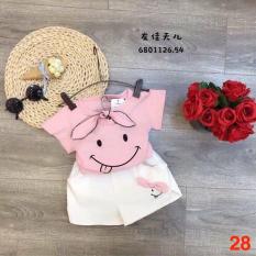 Bộ Quần Áo Hình Mặt Cười Có Nơ Cho Bé – Chất Cotton