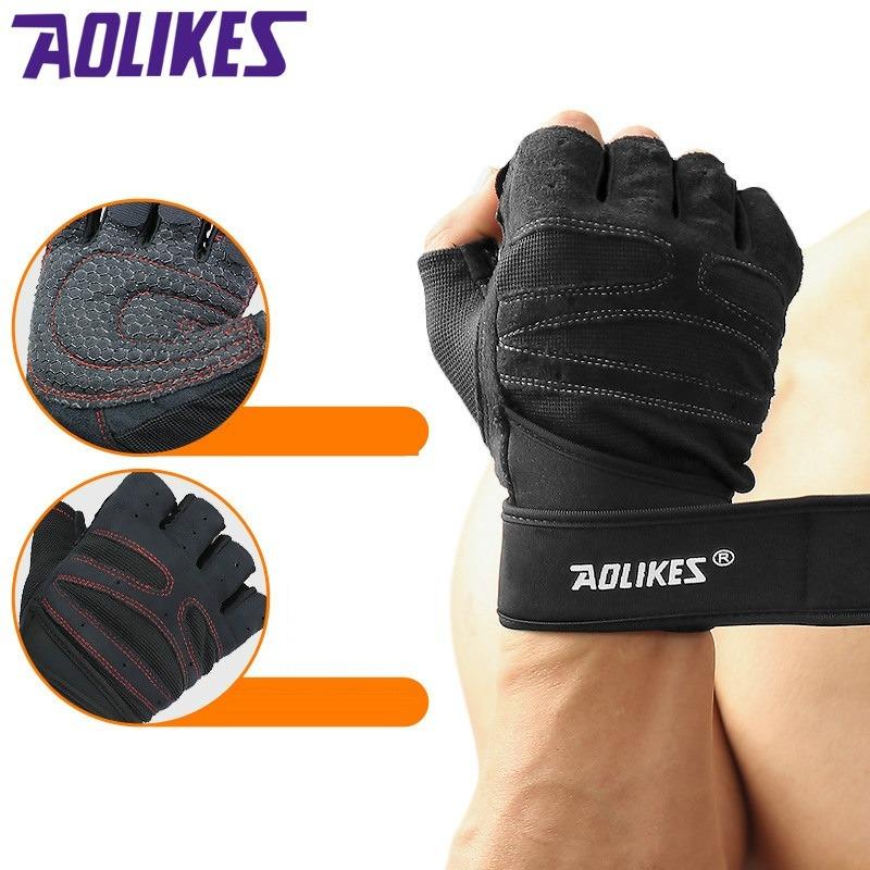 Găng tay thể hình bảo vệ cổ tay khi tập gym, tập tạ AOLIKES