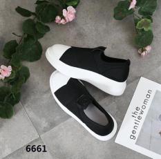 Giày lười nữ độn đế 3cm Bi Shop (Đen phối trắng)