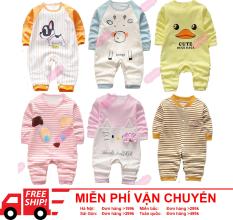 FreeShip Body cotton liền quần dài tay bé trai bé gái (áo liền quần, body suit, sleep suit, body thu đông)(Hàng Quảng Châu xuất)