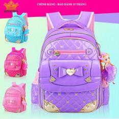 Ba lô học sinh, balo đi học chống gù lưng cao cấp CoolBaby MS02 (màu tím) – Kèm búp bê treo ba lô siêu kute