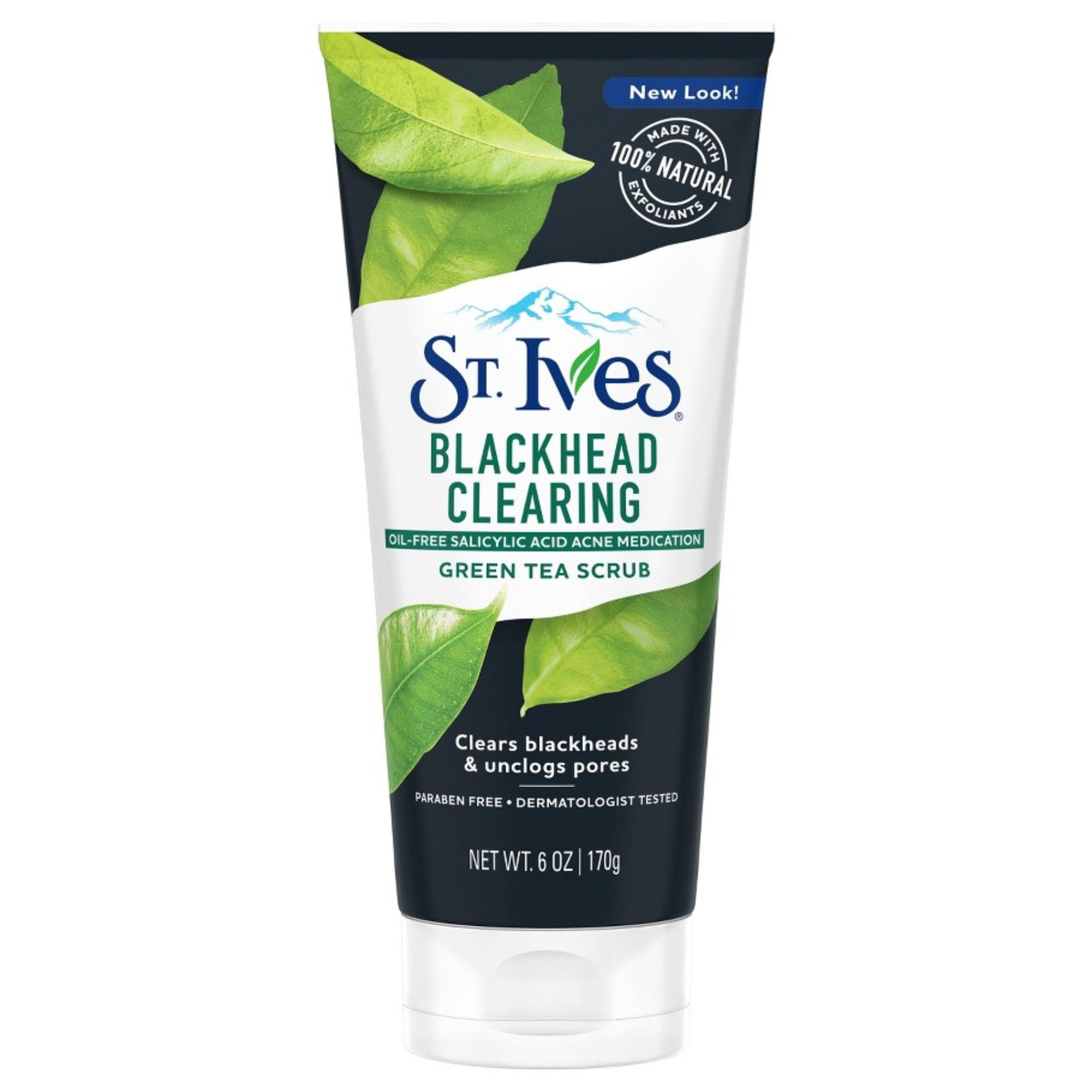 Rửa mặt sạch mụn đầu đen St Ives Blackhead Clearing Green Tea Scrub 170g