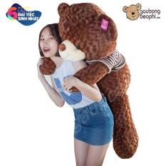 GẤU TEDDY ÁO LEN MÀU SOCOLA KHỔ VẢI 1M4