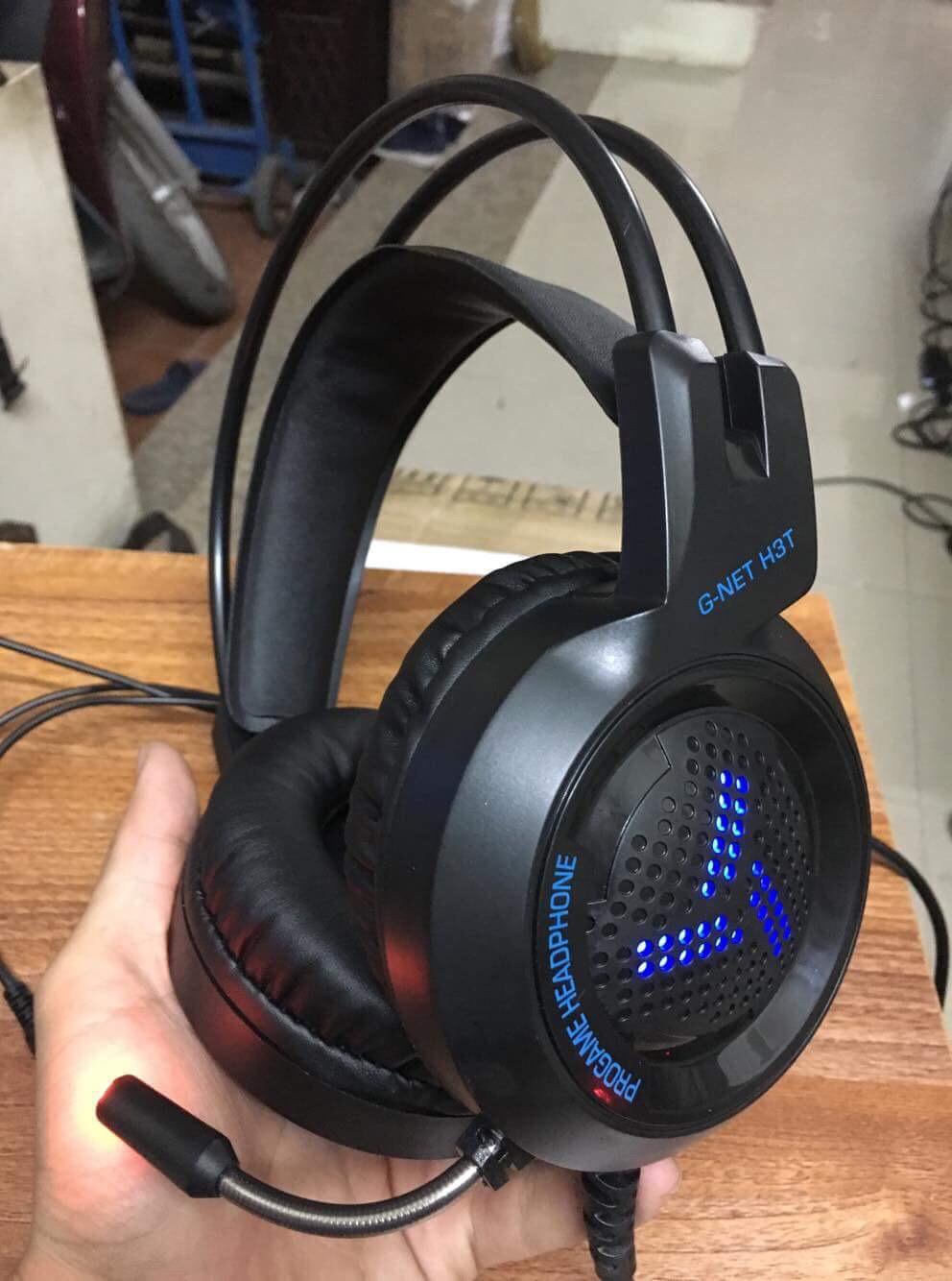 Tai nghe chuyên gaming GNET H3T có mic đèn led đổi màu kết nối jack 3.5 màu đen