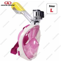 Mặt nạ lặn Full Face PINK – mắt NHỰA TRONG gắn được GOPRO, SJCAM tầm nhìn 180 độ, Ống thở gắn liền ngăn nước – DONGDONG