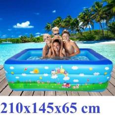 bể bơi mini gia đình, tam be boi tre em, Bể bơi phao Cỡ lớn cho bé và gia đình – Bể bơi phao 3 Tầng cỡ lớn: 210 X 150 X 60 cm. loại dày tặng kèm ( Bơm hơi + Miếng Vá ) , ho boi danh cho em be