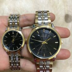 Cặp Đồng hồ Halei nam nữ cao cấp chống xước, chống nước tuyệt đối (Giá 1 đôi) dây demi mặt đen