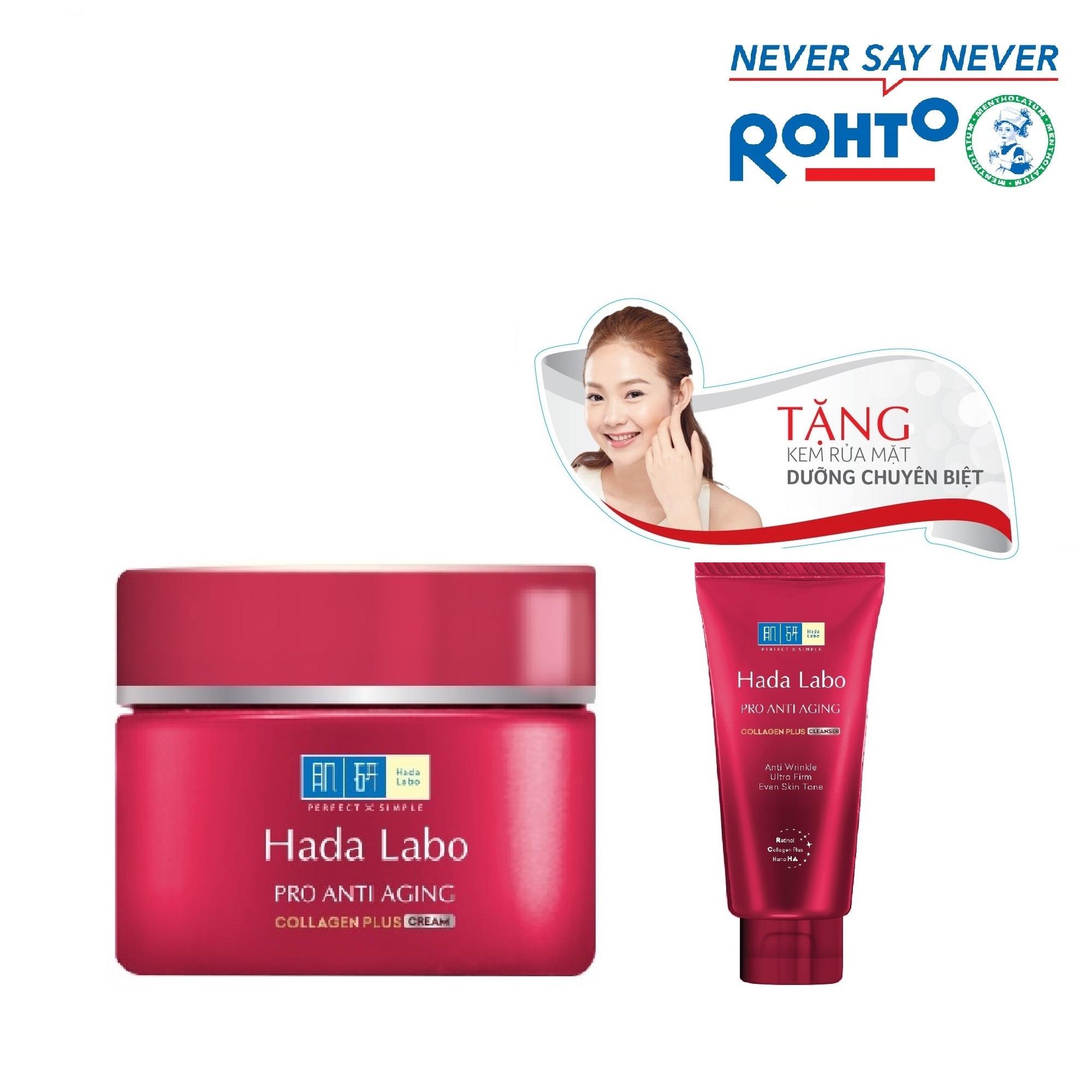 Kem dưỡng chuyên biệt chống lão hóa Hada Labo Pro Anti Aging Cream 50g + Tặng Kem rửa mặt Hada...