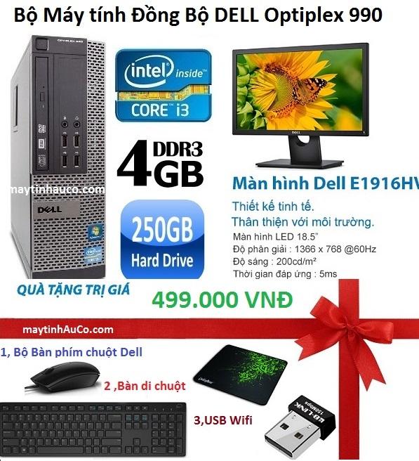Máy Tính Để Bàn Dell Optiplex 990 SFF + Màn Hình Dell 19inch Full-HD (Core Ii3 2100, Ram 4GB, 250gb)...