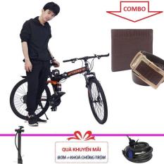 Xe Đạp Địa Hình AfterWard Kèm Bơm Và Khóa Chống Trộm Combo Bộ Ví Da Và Thắt Lưng LAKA Nâu Vân 7