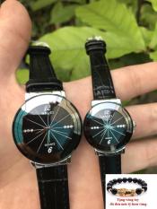 Cặp Đồng hồ Nam nữ mặt tròn cao cấp Halei dây da thời thượng