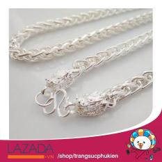 Dây Chuyền Nam Song Long Hộ Thể Phong Thủy Mạ Bạc 99.99 DCSL01