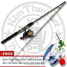 Bộ Cần câu máy 2 khúc Đặc ruột 1m5 KT A1 Black (*Kim Thủy) + Kèm Máy câu + Mồi câu + Dây câu, Phao câu, Chì câu, Lưỡi câu (Miễn phí vận chuyển)