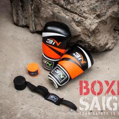 Combo găng tay Boxing + băng quấn tay BN ( Cam )
