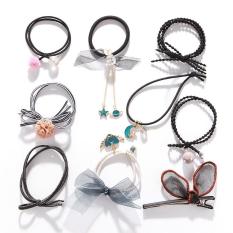 Set 9 dây buộc tóc Hàn Quốc kèm túi cao cấp