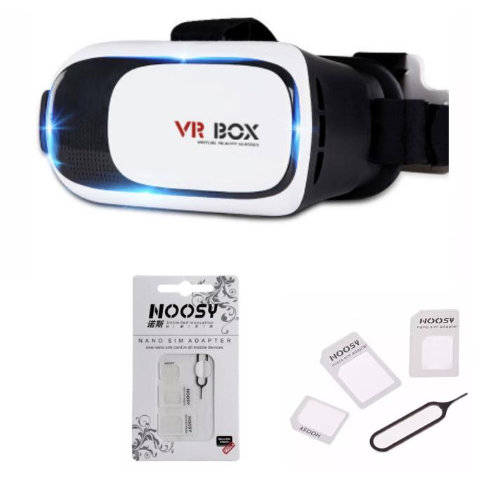 Kính thực tế ảo VR BOX (Trắng đen) + Tặng 2 Bộ chuyển đổi nano sim đa năng