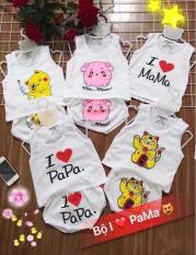 Combo 5 bộ chip trắng thun cotton giãn mềm cho bé 7-12kg MẪU 2