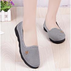Giày lười slip on nữ vải carô có đế cao su cực dẻo chống trượt và đi bộ cực êm chân, giày học sinh, giày công sở giá rẻ – Caro Canvas 344