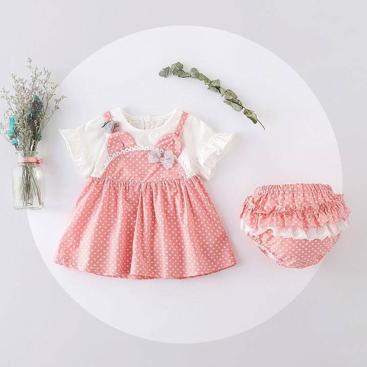 Váy bé gái màu hồng từ 6 tháng đến 3 tuổi