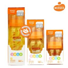Bộ 3 bình sữa Wesser Nano Silver cổ hẹp 60ml, 140ml và 250ml ( Màu vàng)