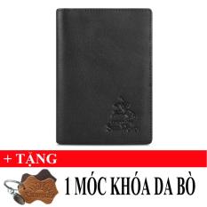 Ví PassPort Da Bò SunPoLo WS09D (Đen) + Tặng Móc Khóa Da Bò