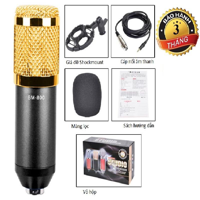 Micro Thu Âm BM800 kèm Giá đỡ Sockmount , Cáp âm thanh, bông lọc mic