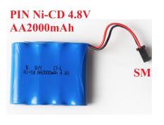 Pin sạc 4.8v 2000mAH dùng cho xe đồ chơi điều khiển có cổng nối SM