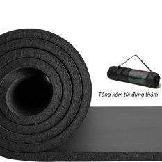 Thảm tập Yoga loại siêu bền, dày 10mm TPE – Tặng kèm túi đựng thảm (Màu đen)