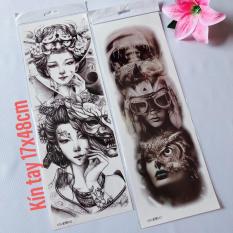 Combo 2 tấm hình xăm dán tattoo kín tay đẹp 17x48cm (Mua 1 tặng 1 mini tattoo)