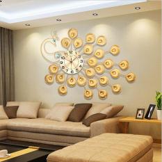 Đồng hồ treo tường mạ giả vàng đính đá cao cấp hình công 60x90cm (vàng) – (BQ239-VANG60X90CM)