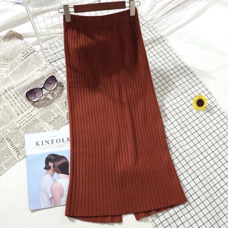 Chân váy len gân dáng dài Quảng Châu chuẩn đẹp - 008 - Multicolour Wool Midi Skirt