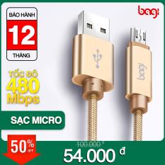 Cáp sạc Micro USB Bagi hỗ trợ sạc nhanh – MS10 – Dùng cho Samsung Galaxy Oppo LG Sony Nokia Xiaomi huawei – Hàng chính hãng Bagi bảo hành 1 năm