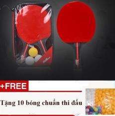 Vợt bóng bàn phổ biến với mặt da cao su cao cấp + Tặng 10 bóng chuẩn thi đấu