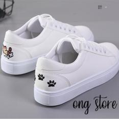 Giày thể thao nữ giày sneaker nữ thêu mèo xinh xắn (mèo đen)