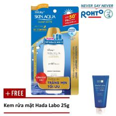 Sữa chống nắng hằng ngày dưỡng trắng Sunplay Skin Aqua Clear White SPF 50+ PA++++ 55g + Tặng Kem rửa mặt Hada Labo 25g