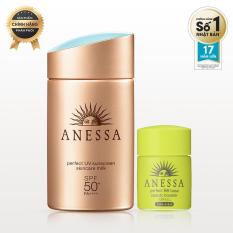 Bộ Đôi Sữa Chống Nắng Bảo Vệ Hoàn Hảo Anessa Perfect UV Sunscreen Skincare Milk 60ml + Kem Trang Điểm Chống Nắng BB Anessa 7ml