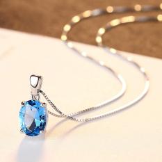 Dây Chuyền Bạc Nữ Dây Chuyền Đính Đá Topaz Xanh M-1447 Bảo Ngọc Jewelry