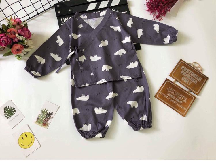 Bộ Pijama kiểu Nhật dài tay cho bé trai/bé gái (hay còn gọi là yukata)