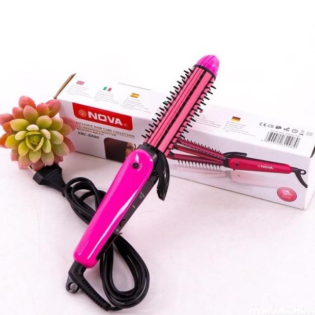 Lược điện tạo kiểu tóc 3 in 1 Nova 8890 màu hồng