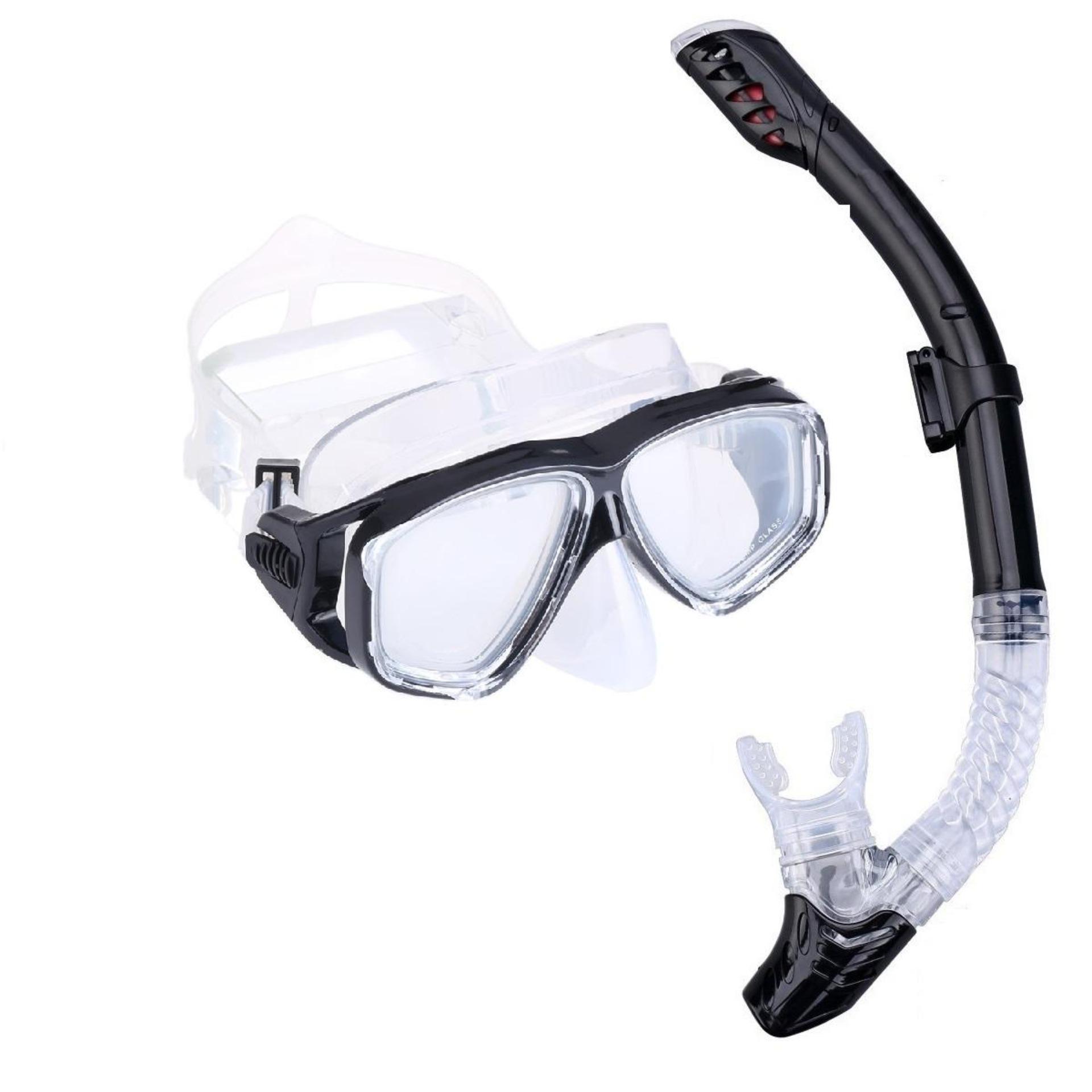 Bộ kính lặn Ống thở, mắt KÍNH CƯỜNG LỰC, ống thở ngăn nước cao cấp POPO Collection