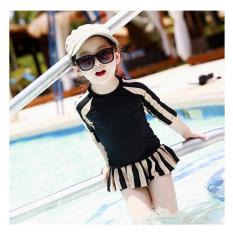 Đồ bơi từ 3-14 tuổi cân nặng 11-35kg croptop tay dài kẻ sọc sành điệu cho bé gái