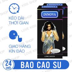 Bộ 2 Bao Cao Su INNOVA Đen Gân, Gai, Kéo dài thời gian quan hệ (Hộp 12 chiếc) [ LOVEKISS-BCS02 ]