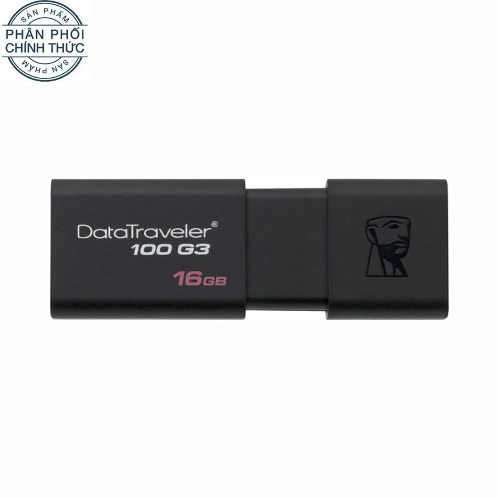 USB 3.0 Kingston Data Traveler DT100G3 100MB/s 16GB (Đen) - Hãng Phân Phối Chính Thức