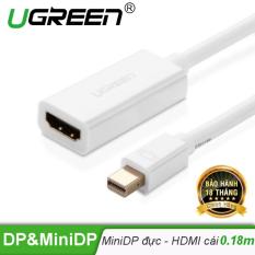 Cáp chuyển đổi Mini DisplayPort đầu đực sang HDMI đầu cái dài 18cm UGREEN MD112 10460 (trắng) – Hãng phân phối chính thức.