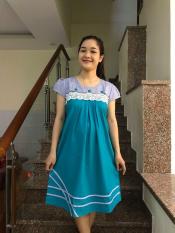 Đầm bầu phối ren đính nút (xanh dương)
