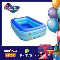Bể bơi kiêm Nhà bóng chữ nhật Tặng bơm hơi cho trẻ cao 35cm (120 x 85cm)