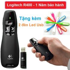 Bút trình chiếu Logiteh R400 + Bao bảo vệ Bảo hành 1 năm – 1 Đổi 1 Tặng kèm 2 đèn Led Usb Mini siêu sáng