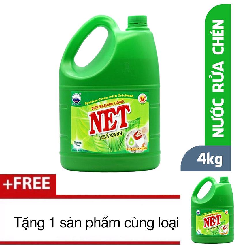 Nước rửa chén NET Đậm Đặc Hương Trà Xanh 4kg TẶNG 1 sản phẩm cùng loại [ NETCO - NRC...