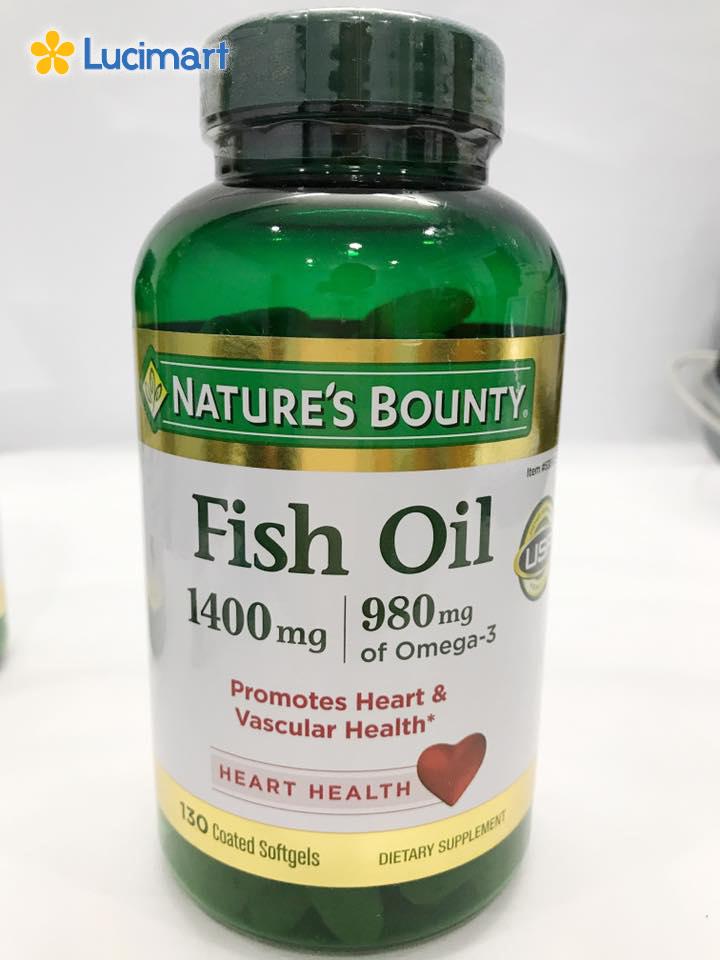 Dầu cá thiên nhiên Nature's Bounty Fish Oil 1400mg, hộp 130 viên nang mềm.