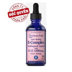 Vitamin B dạng nước hấp thụ nhanh hỗ trợ hệ thần kinh, bồi bổ thể lực Puritan’s Pride B-Complex Sublingual Liquid 59ml HSD tháng 2/2020